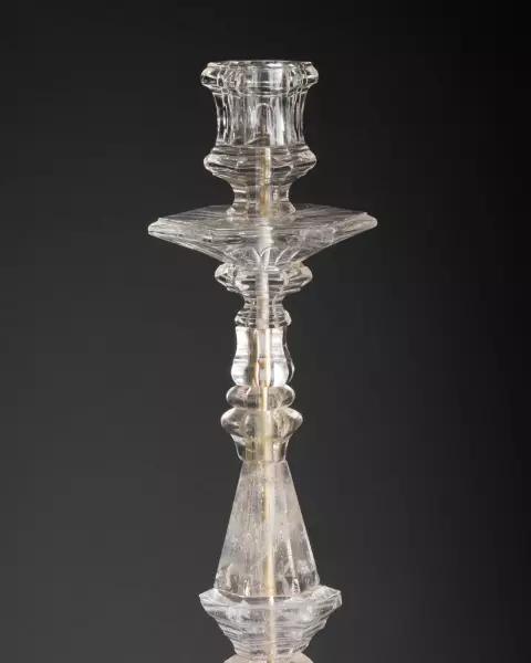 Pique-cierge en cristal de roche, Italie 18e siècle