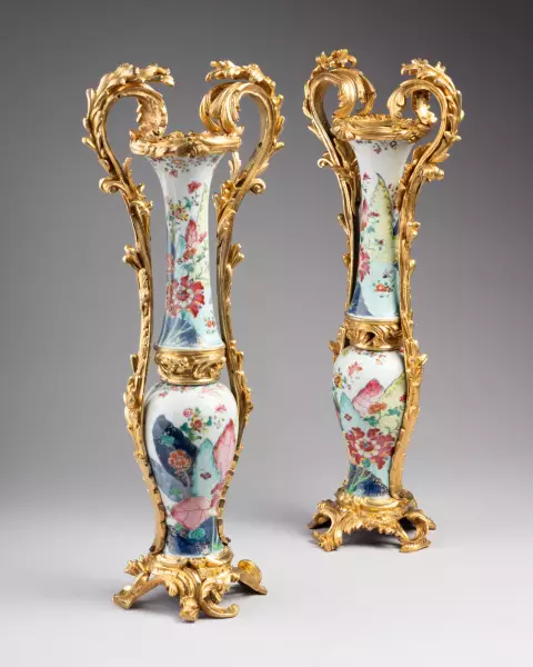 Pair of double bronze-mounted vases, Paris circa 1760