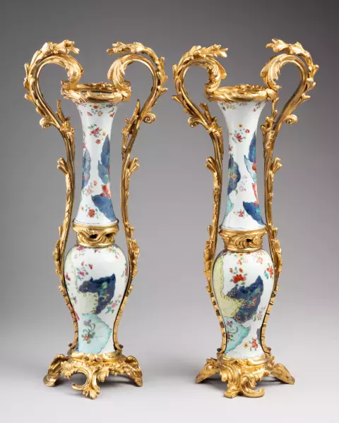 Pair of double bronze-mounted vases, Paris circa 1760