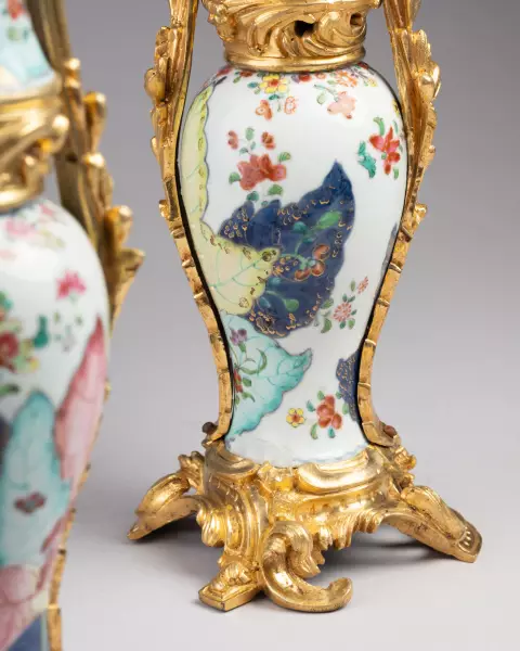 Pair of double bronze-mounted vases, Paris circa 1760