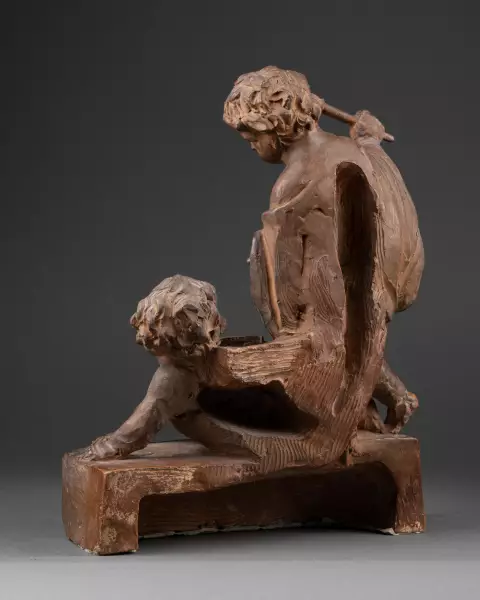 Projet de chenets en terre cuite aux enfants musiciens, Paris vers 1770