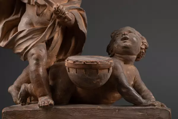 Projet de chenets en terre cuite aux enfants musiciens, Paris vers 1770