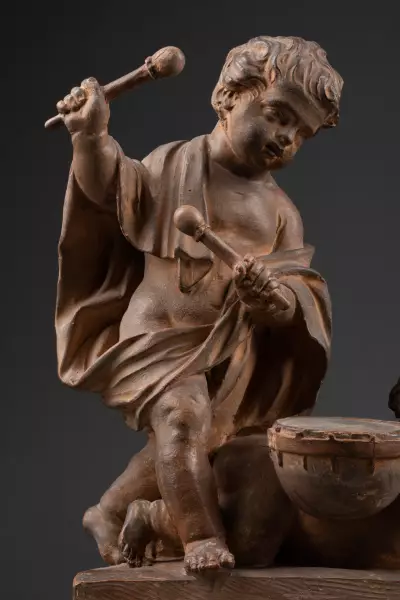 Projet de chenets en terre cuite aux enfants musiciens, Paris vers 1770