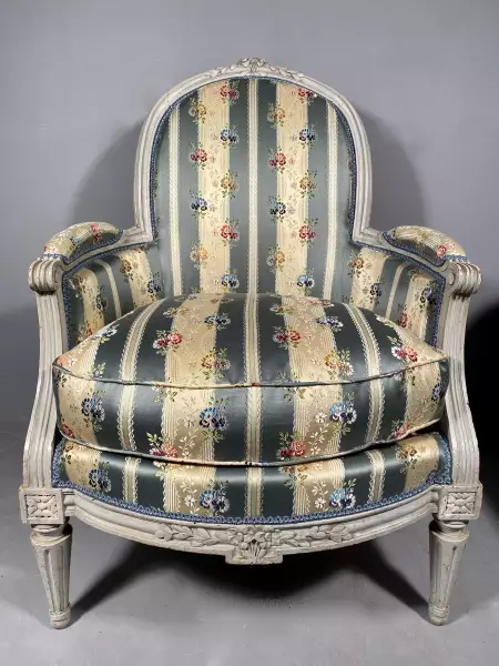 Paire de larges bergères coin de feu, JB Lelarge à Paris vers 1780