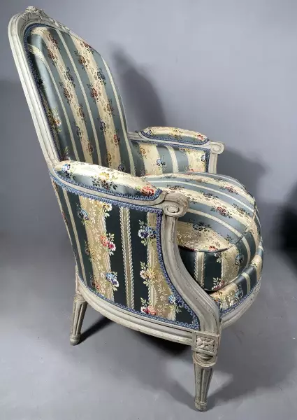 Paire de larges bergères coin de feu, JB Lelarge à Paris vers 1780