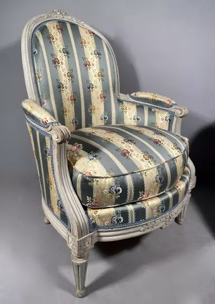 Paire de larges bergères coin de feu, JB Lelarge à Paris vers 1780