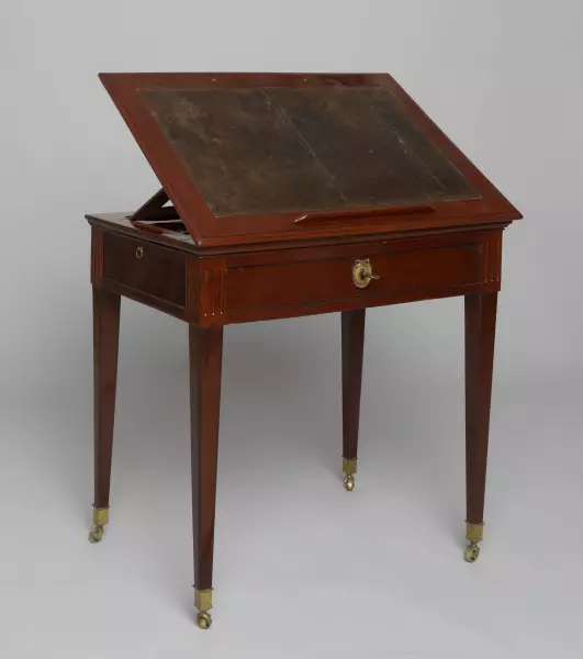 Table d’architecte en acajou par P.Pioniez, Paris époque Louis XVI