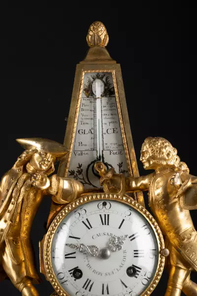 Pendule thermomètre Rousseau et Voltaire, Paris vers 1778