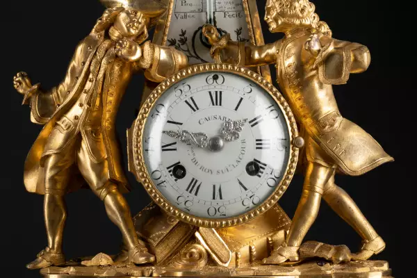 Pendule thermomètre Rousseau et Voltaire, Paris vers 1778