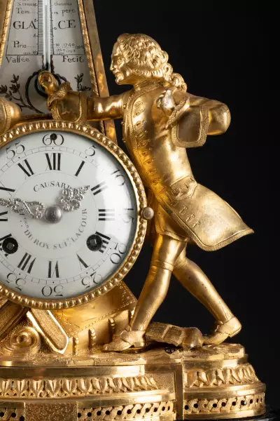 Pendule thermomètre Rousseau et Voltaire, Paris vers 1778