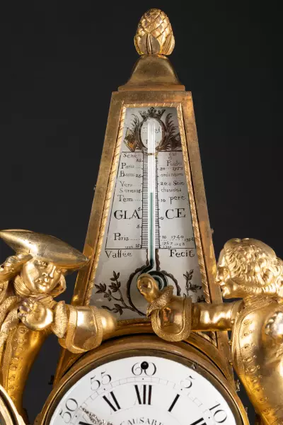 Pendule thermomètre Rousseau et Voltaire, Paris vers 1778