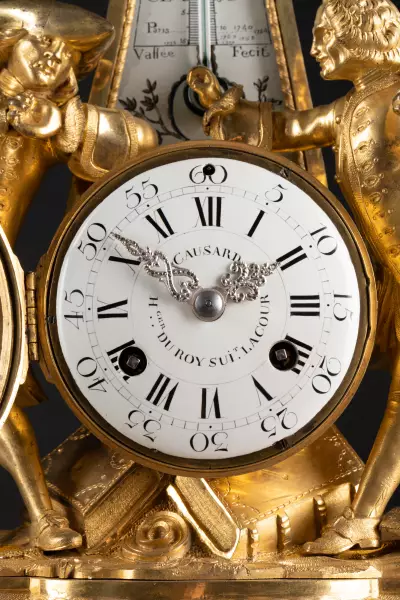 Pendule thermomètre Rousseau et Voltaire, Paris vers 1778