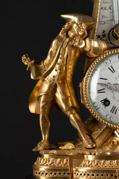 Pendule thermomètre Rousseau et Voltaire, Paris vers 1778