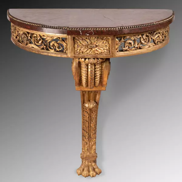 Console en bois de chêne doré d’après de Lalonde vers 1785