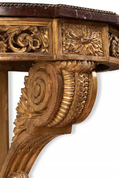 Console en bois de chêne doré d’après de Lalonde vers 1785