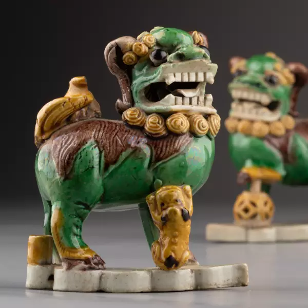 Paire de chiens de Fö, Collection Rothschild, Chine époque Kangxi