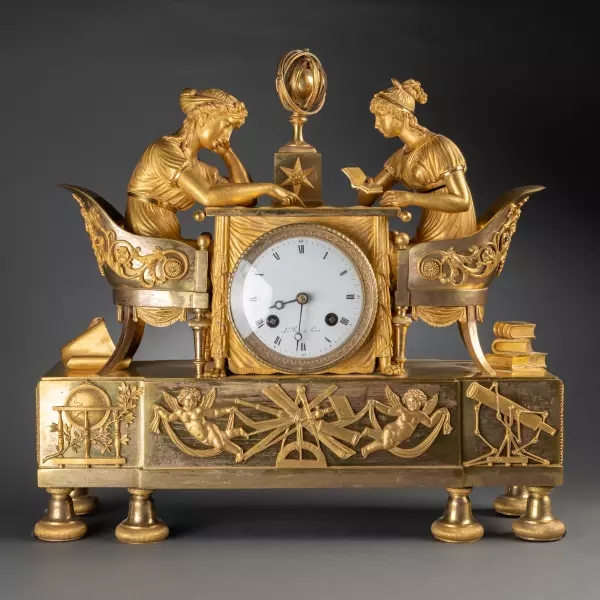 Pendule la leçon d’astronomie par Claude Galle, époque Empire vers 1810