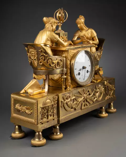 Pendule la leçon d’astronomie par Claude Galle, époque Empire vers 1810