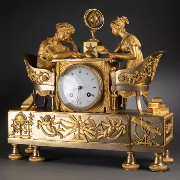 Pendule la leçon d’astronomie par Claude Galle, époque Empire vers 1810
