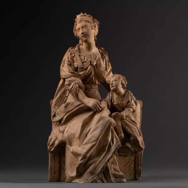 Princesse avec sa fille, terre cuite, fin du 18e siècle