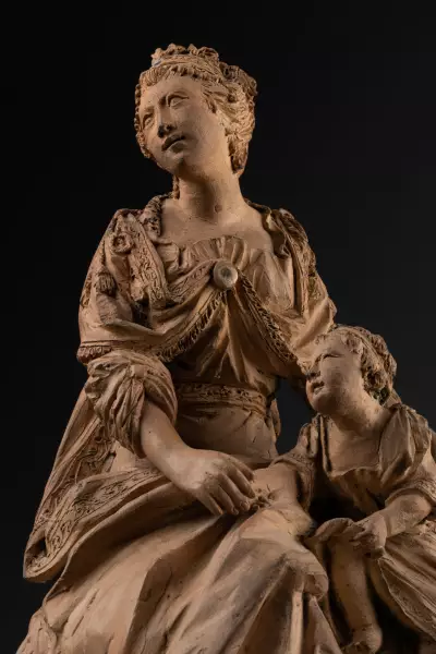 Princesse avec sa fille, terre cuite, fin du 18e siècle