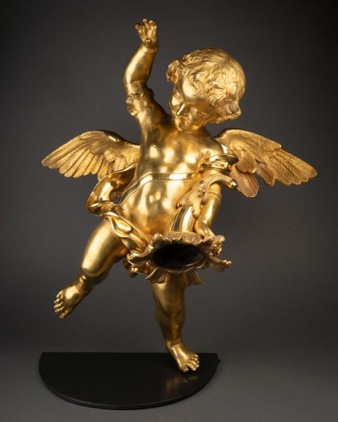 Ange en bronze doré au mercure, Italie 18e siècle