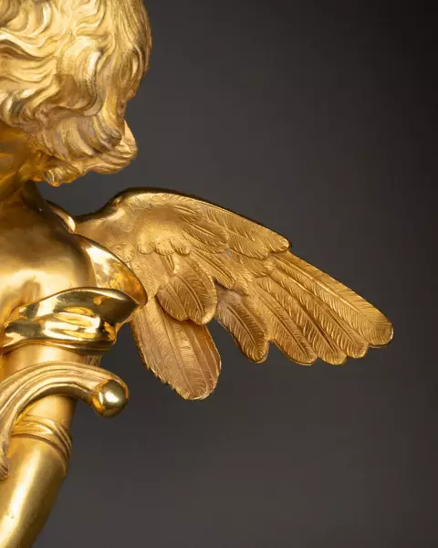 Ange en bronze doré au mercure, Italie 18e siècle