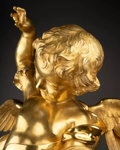 Ange en bronze doré au mercure, Italie 18e siècle