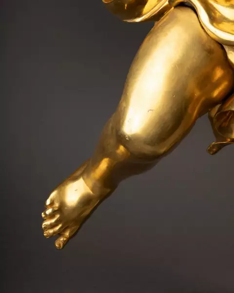 Ange en bronze doré au mercure, Italie 18e siècle