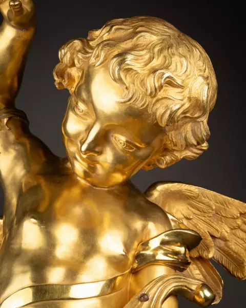 Ange en bronze doré au mercure, Italie 18e siècle