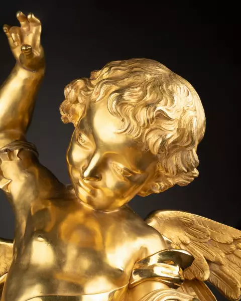 Ange en bronze doré au mercure, Italie 18e siècle