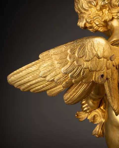 Ange en bronze doré au mercure, Italie 18e siècle
