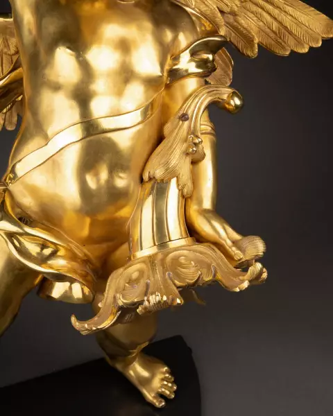 Ange en bronze doré au mercure, Italie 18e siècle