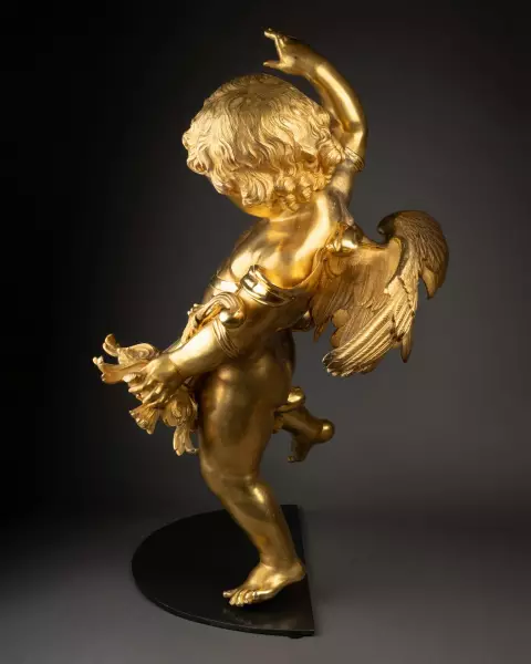 Ange en bronze doré au mercure, Italie 18e siècle