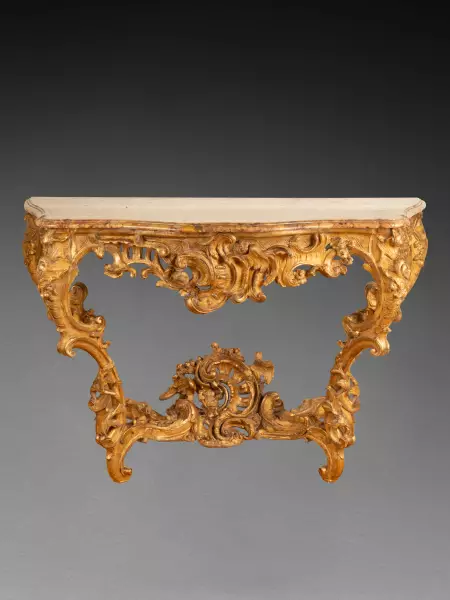 Console à rocailles asymétriques, Paris époque Louis XV vers 1750