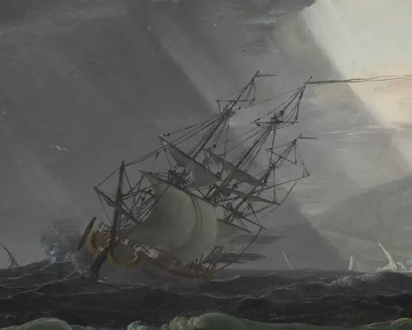 Le calme et la tempête, paire de marines par Lacroix de Marseille 1773