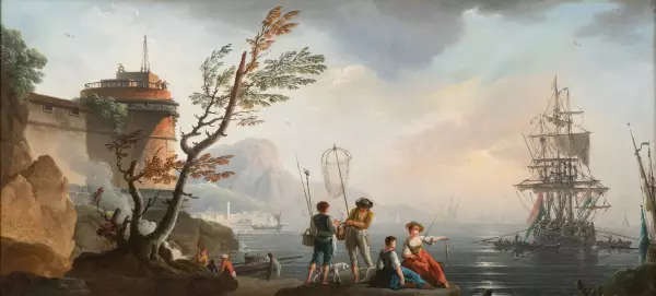 Le calme et la tempête, paire de marines par Lacroix de Marseille 1773