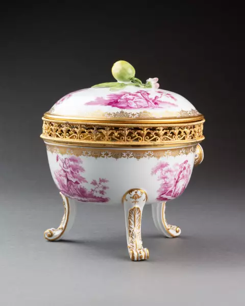 Réchaud couvert en porcelaine de Meissen monté en pot-pourri 18ème siècle