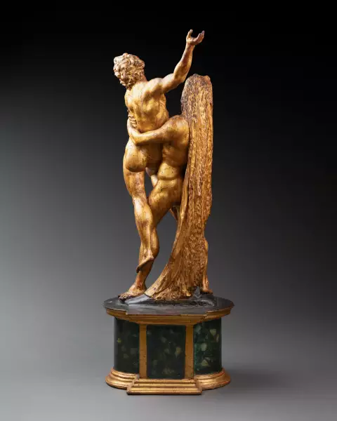 Hercule et Antée, sculpture en bois doré, Italie, XVIIIème siècle