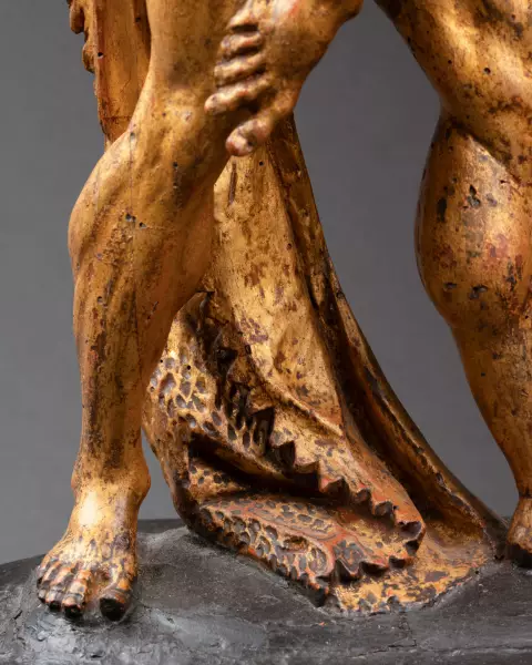 Hercule et Antée, sculpture en bois doré, Italie, XVIIIème siècle