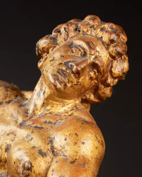Hercule et Antée, sculpture en bois doré, Italie, XVIIIème siècle