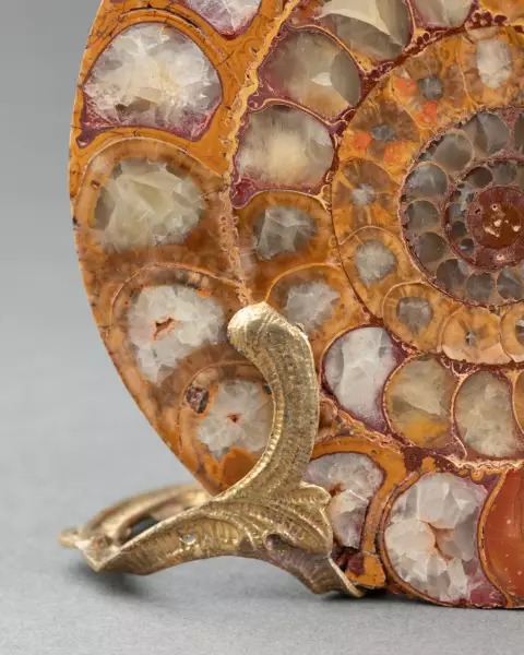 Paire d’ammonites fossiles montées bronze vers 1820-1840