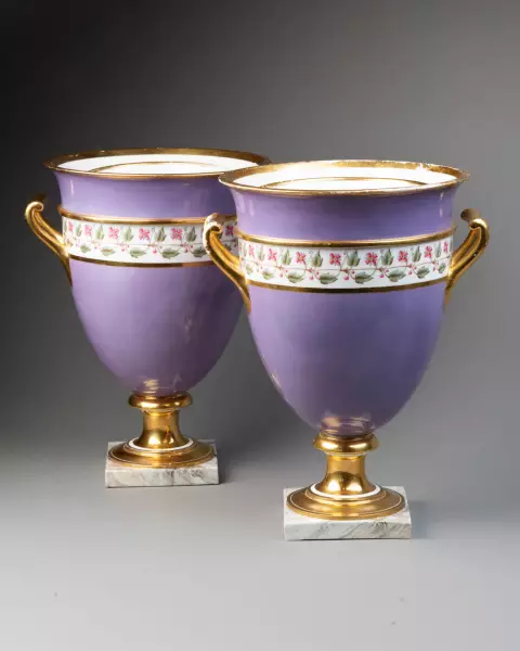 Paire de glacières en porcelaine de Sévres livrée Napoléon au palais impérial de Bordeaux en 1808