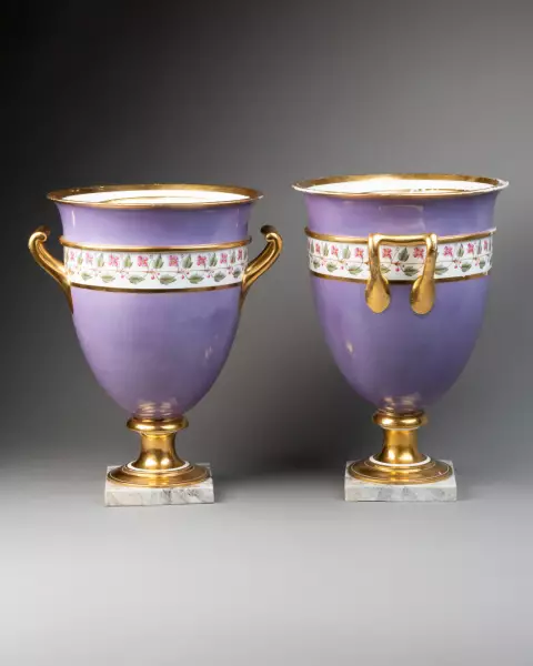 Paire de glacières en porcelaine de Sévres livrée Napoléon au palais impérial de Bordeaux en 1808