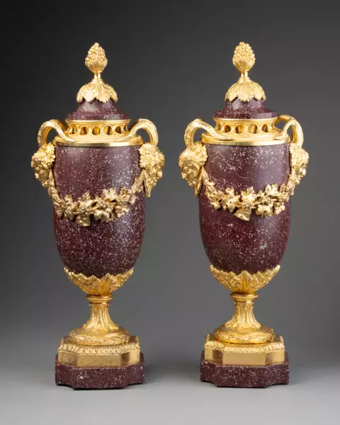 Paire de pots-pourris en porphyre, Rome vers 1830