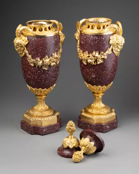 Paire de pots-pourris en porphyre, Rome vers 1830